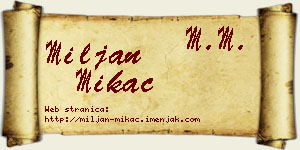 Miljan Mikać vizit kartica